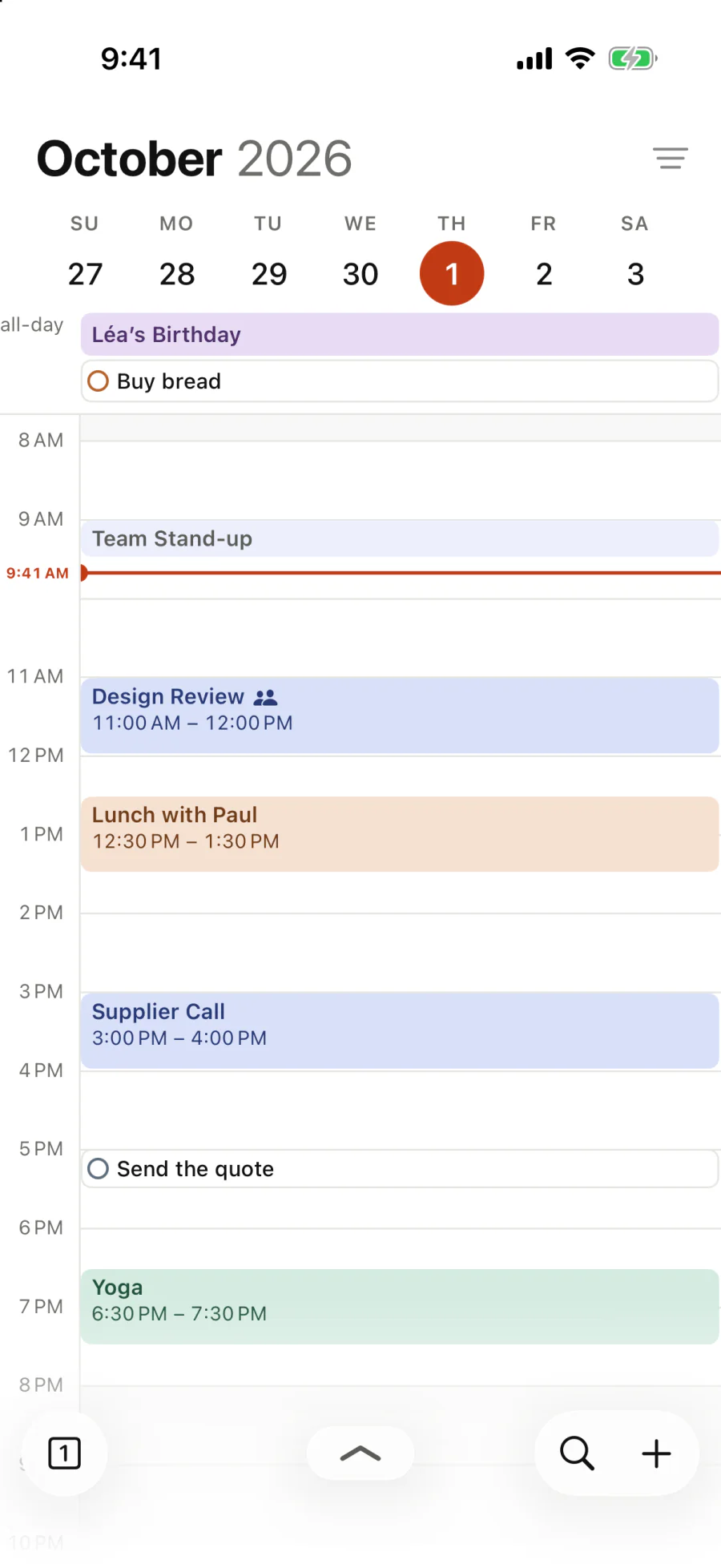 Thursday, October 1, hour by hour.