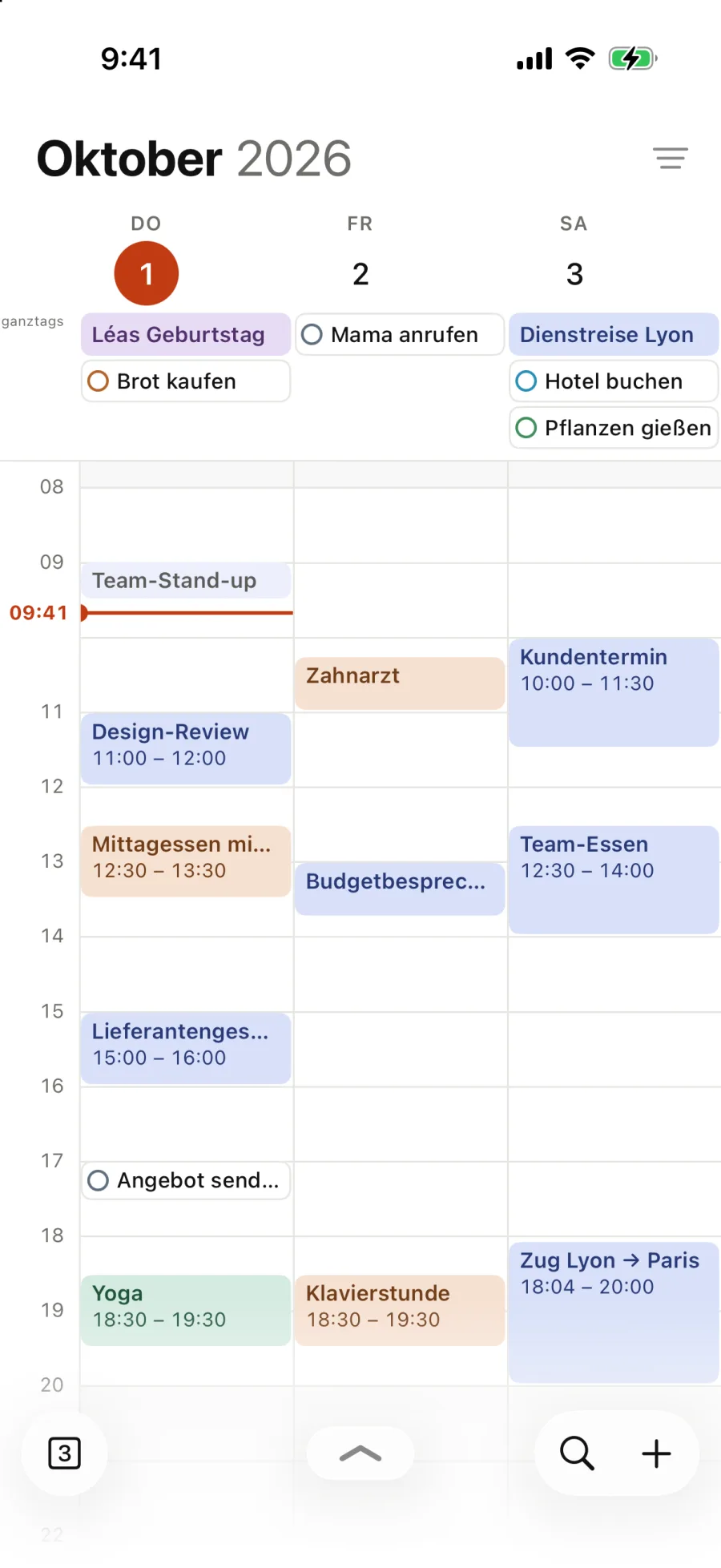 Donnerstag bis Samstag, nebeneinander.