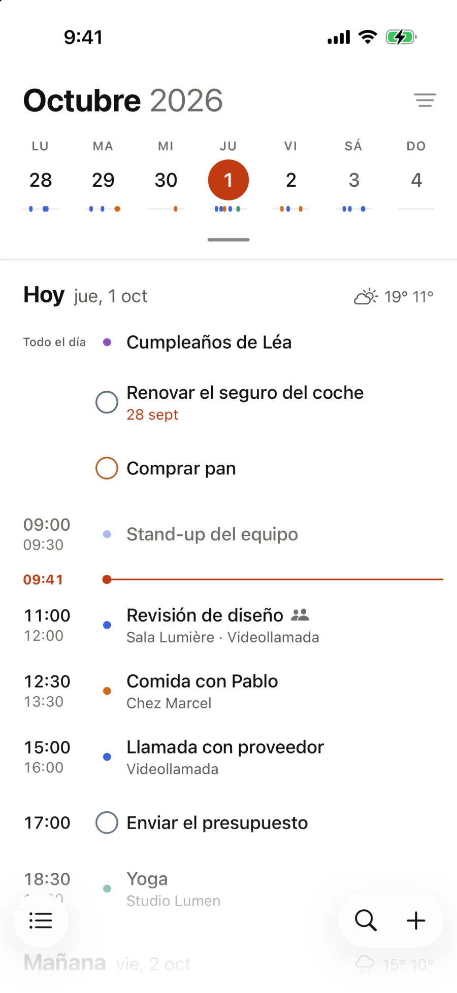 La agenda en Blanco.