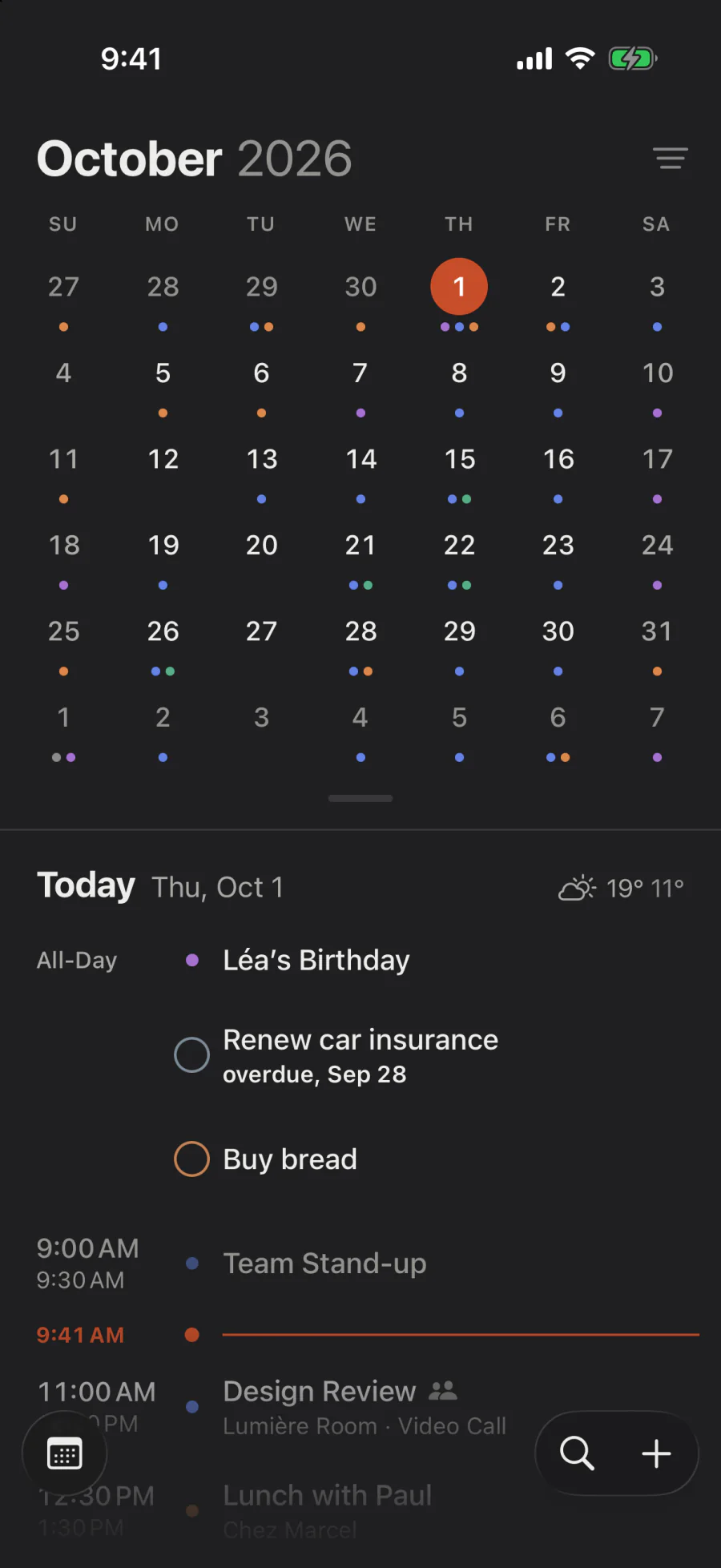 October, with the day’s agenda under it.