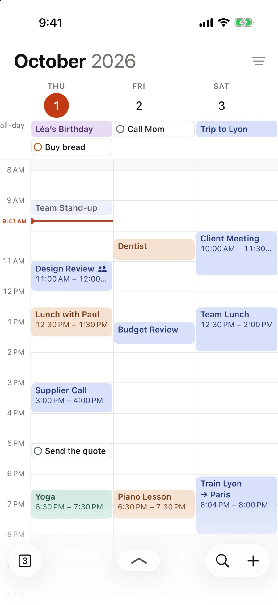 Thursday to Saturday, side by side.